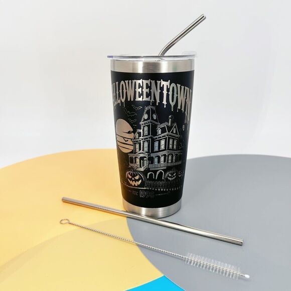 Halloween Tumbler with Straw Gift Box 20oz Stainless Steel Spooky Season Horror - Picture 4 of 6